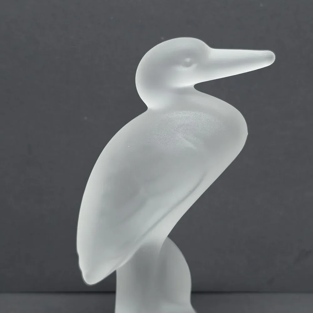 Duncan & Miller Vintage Frosted Glass Large Heron Bird Figurine 6.75